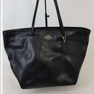 Coach black leather tote Large